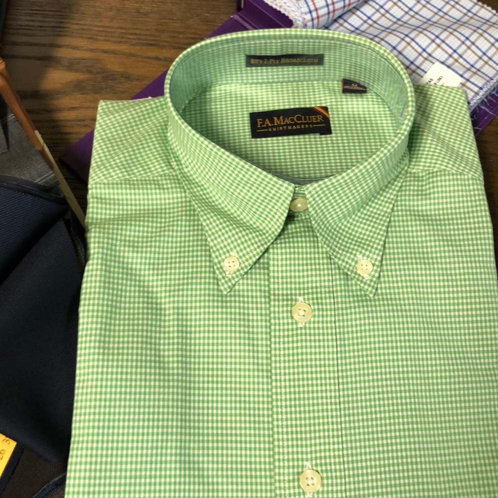 F.A. MAC Cluer button down broadcloth shirt.